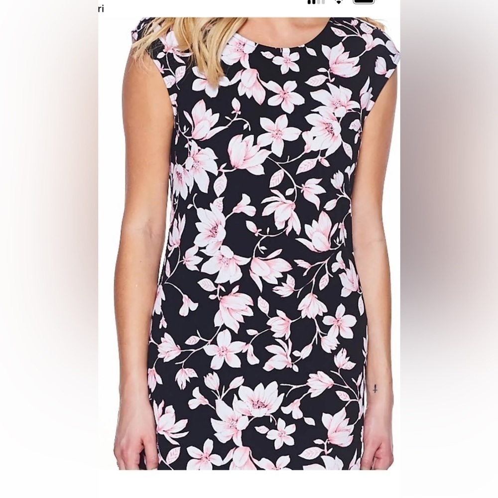 Nine West Black Multi Women's Cap
Sleeve Printed Swing Dress - Picture 2 of 9